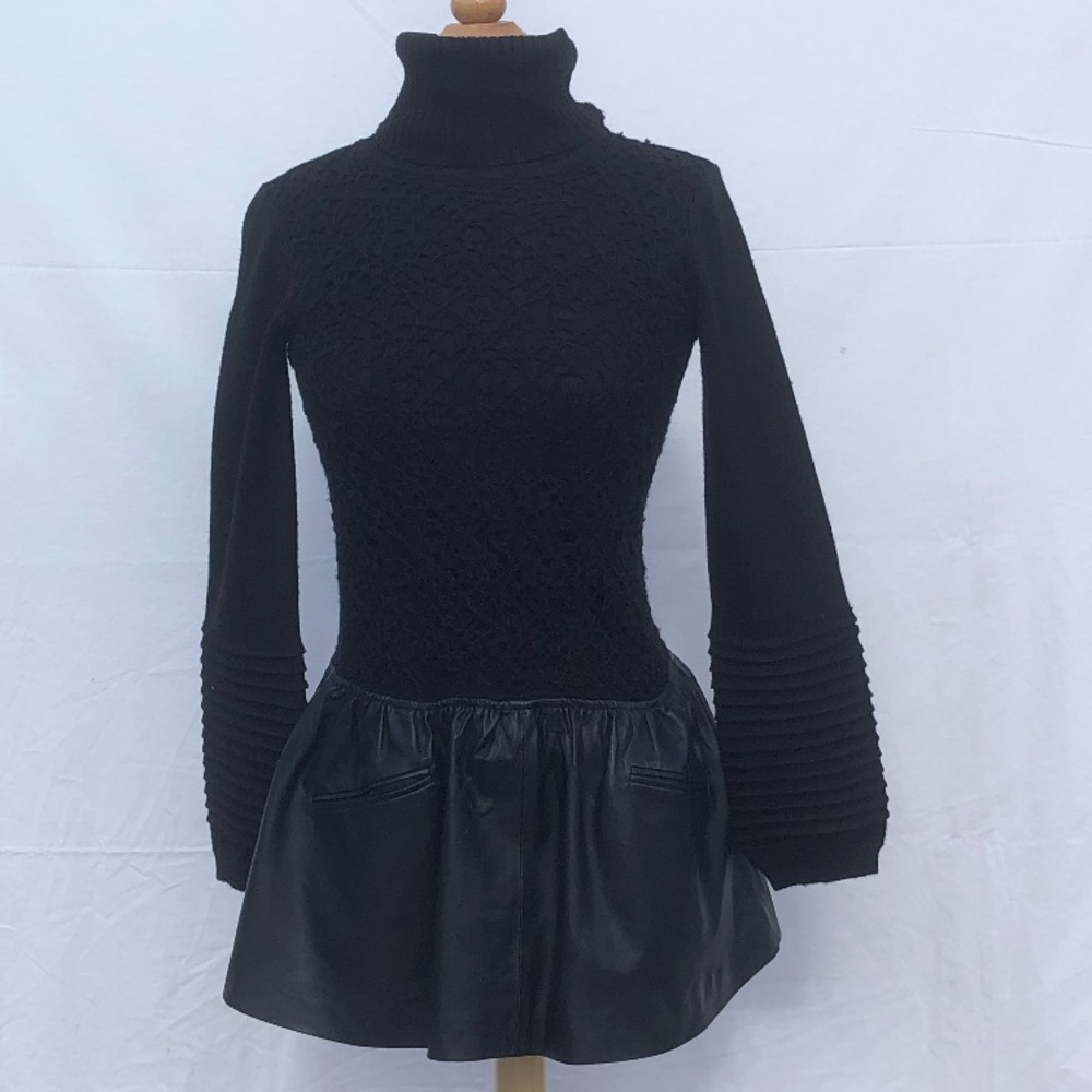 Red Home High Neck Sweater Faux Leather dress Sm